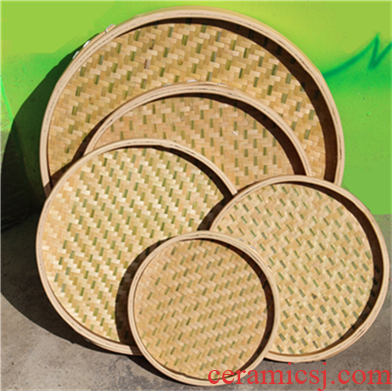Bamboo has manual household air basks in circular hole, ZhuBian dustpan Bamboo tea sieve tray was Bamboo woven products