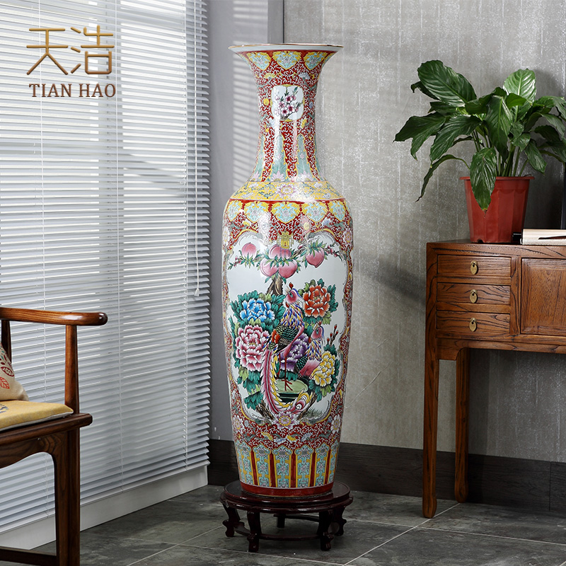 Jingdezhen ceramics vase of large hotel opening housewarming gifts of new Chinese flower arrangement sitting room adornment is placed