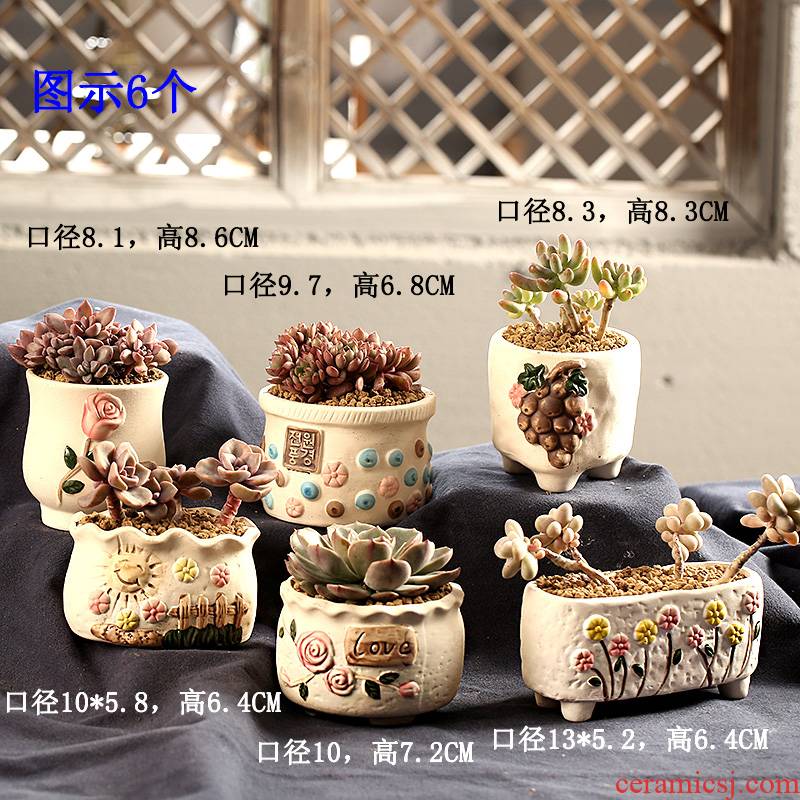 End fleshy flowerpot ceramic biscuit firing breathable small number of special offer a clearance package mail pastoral flesh POTS, coloured drawing or pattern
