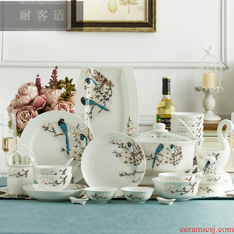 Hold to guest comfortable jingdezhen bowls of ipads disc suit ceramic tableware suit Chinese style household use plate tableware