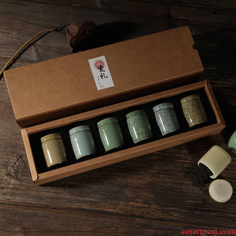 Poly real scene celadon mini caddy fixings work save small POTS ceramic POTS seal tea boxes