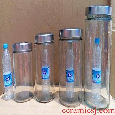 Margin of tea there are transparent kitchen ware glass jar with cover sugar household storage containers son tight seal