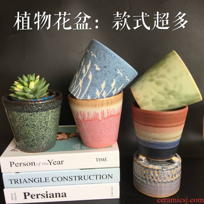 Contracted creative ceramic flower pot indoor other tiger LanQin ficuscunia copper much grass meat black mage flowerpot
