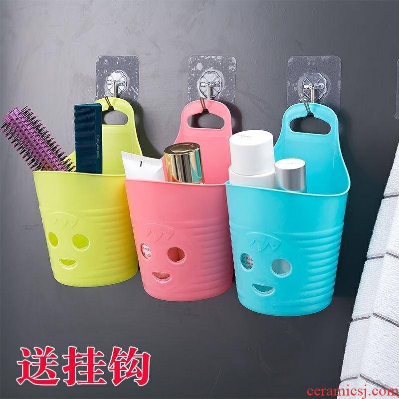 Small dormitory bathroom hanging receives hanging basket basket hanging basket shelf plastic basket chopsticks tableware cage in the kitchen