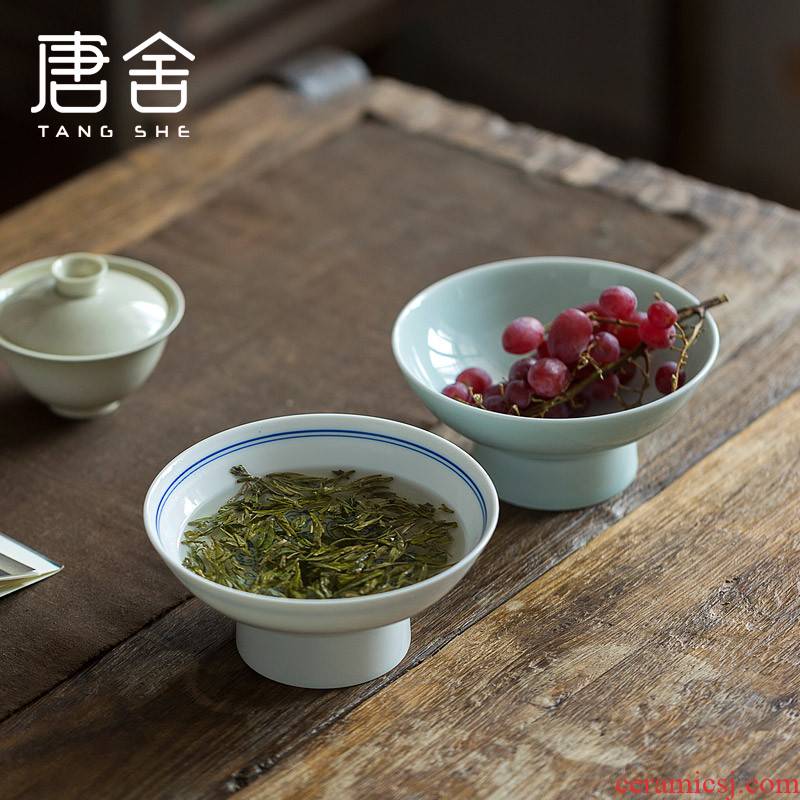 Don difference up watching a tea bowl ceramic disc dry tea tray of fruit nut plate deep blue double xiangyun tea fruit tray