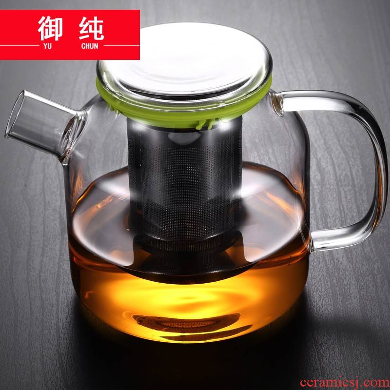 Royal pure teapot household stainless steel, high temperature resistant glass teapot cool water filter flower pot