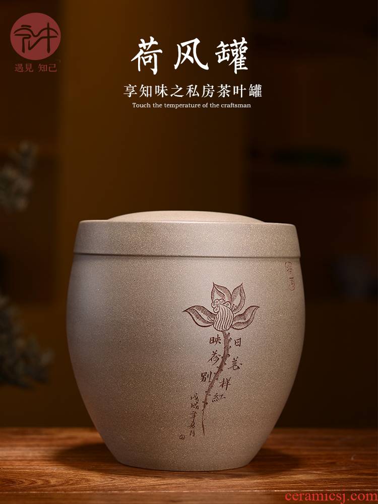 Macros in yixing purple sand tea pot large manual pu - erh tea storage tanks seal up receives 770 grams
