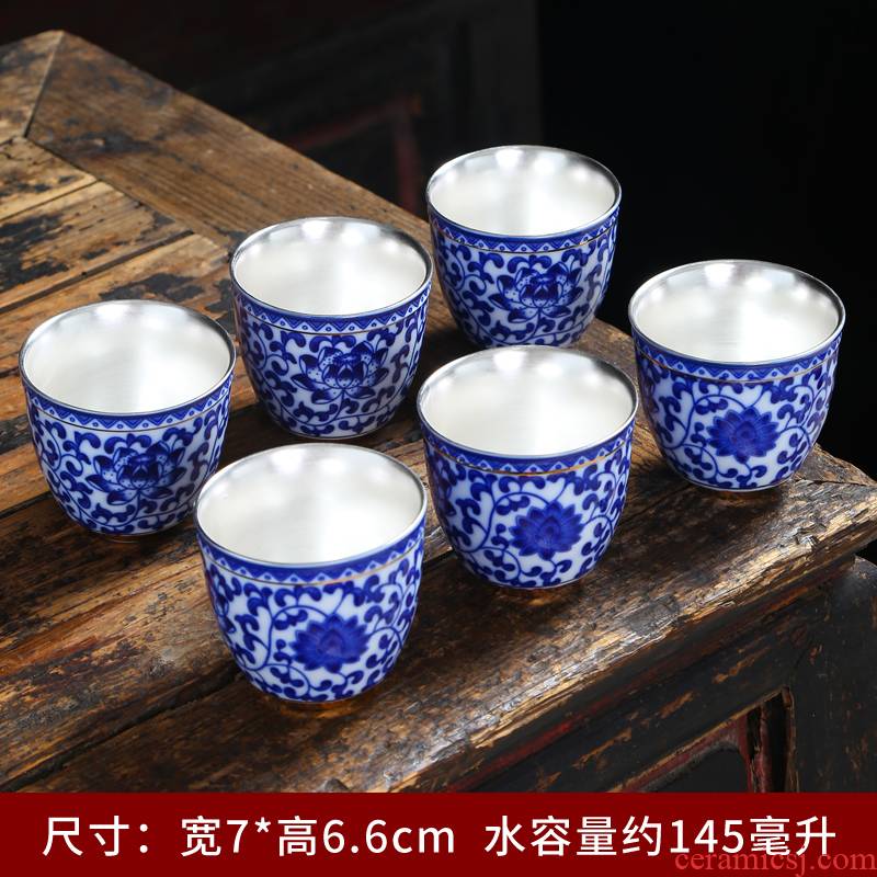 Colored enamel porcelain cups kung fu tea set home master cup single cup large thin foetus noggin pu - erh tea sample tea cup