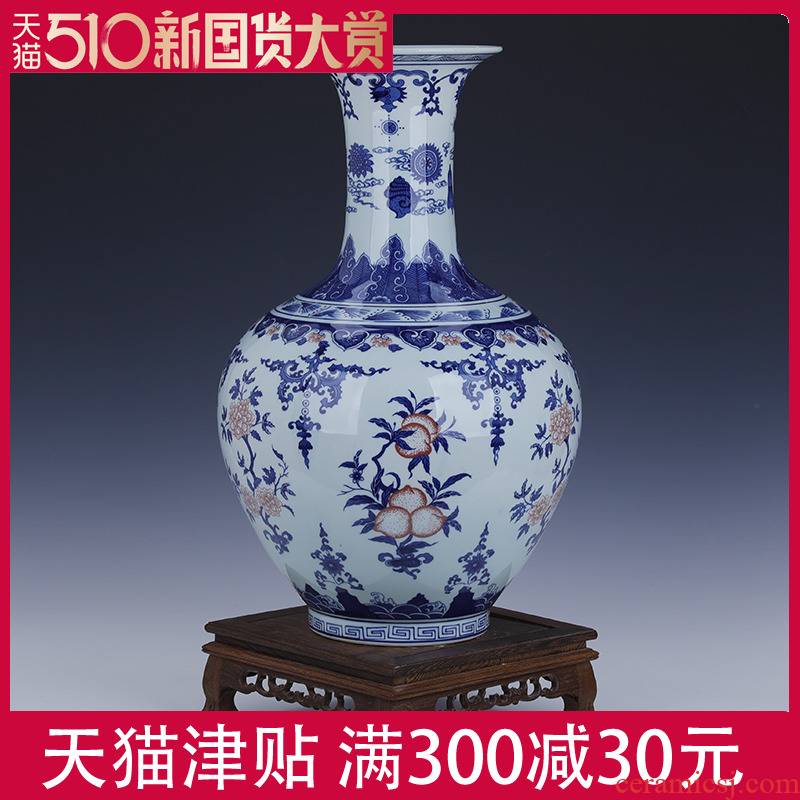 Classical porcelain of jingdezhen ceramic large blue and white porcelain vase 4050 cm high archaize furnishing articles sitting room of Chinese style style