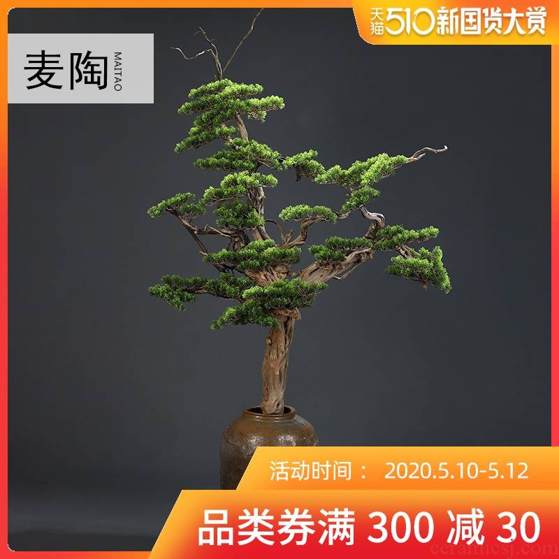 New Chinese style household furnishing articles MaiTao guest - the greeting pine bonsai four seasons hotel corridor green plant porch decoration