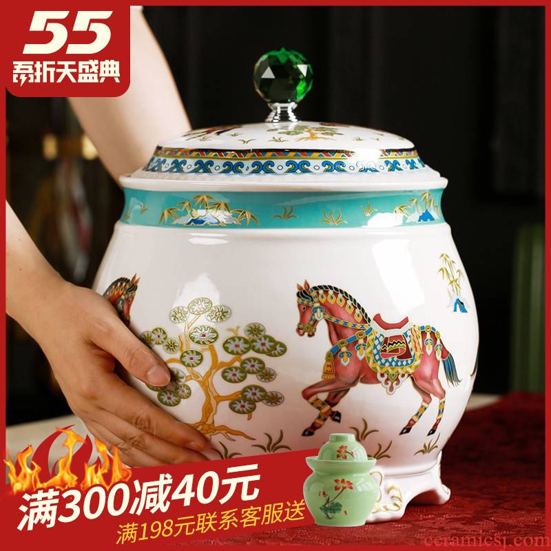 Jingdezhen ceramic barrel household northern wind meter box ricer box insect - resistant flour storage tanks seal 15 kg