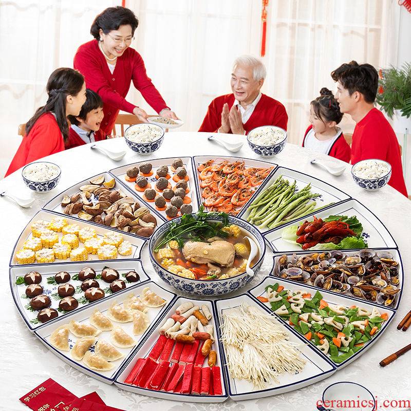 Ceramic dishes and tableware suit dish dish dish home web celebrity creative platter family reunion round plate