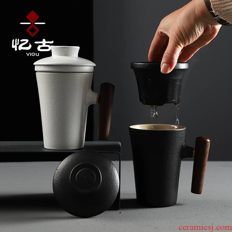 Have the mark cup of ceramic filter, ceramic cups office cup Japanese creativity with cover glass picking cups of tea cups