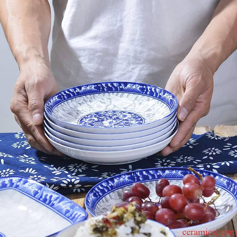 Dish Dish Dish with blue and white porcelain tableware creative web celebrity dumpling Dish ceramic new disc FanPan 10