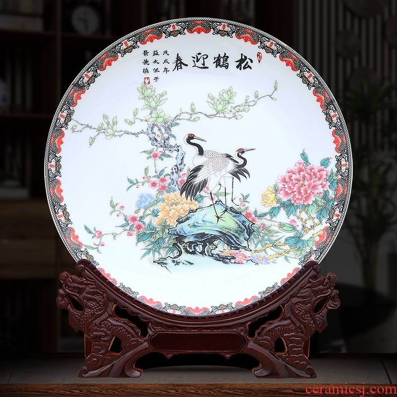 Pine crane, winter jasmine decorative plate to industry