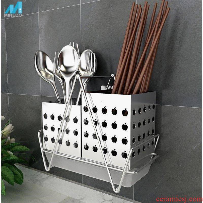 The Wall hanging type 304 stainless steel chopsticks from household kitchen chopsticks chopsticks cage barrel'm drop tableware is received