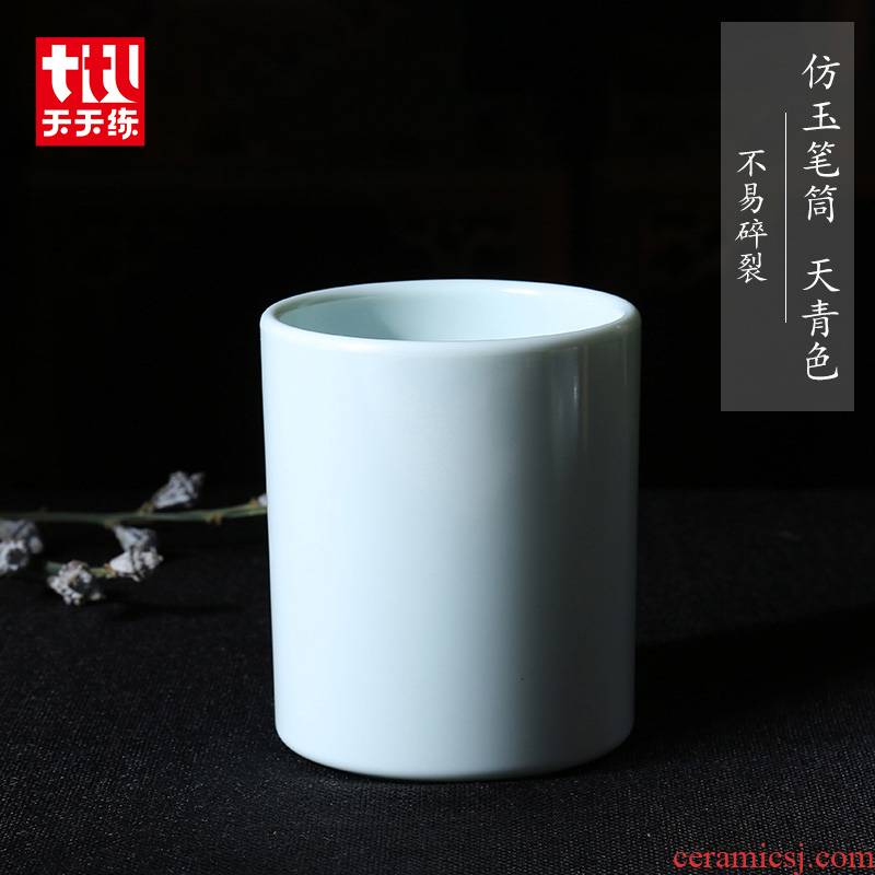 Practice everyday imitation jade brush brush pot creative fashion a lovely office supplies stationery receive tube literary move contracted from office desktop imitation ceramic decoration pen barrels furnishing articles