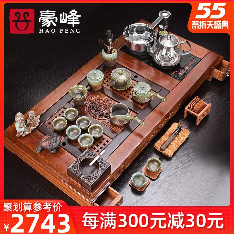 HaoFeng violet arenaceous hua limu kung fu tea set tea tray was home ceramic teapot electric magnetic furnace tea tea