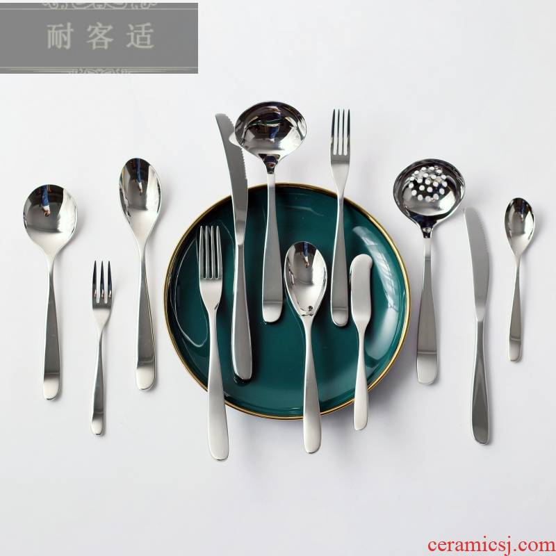 Guest comfortable contracted crescent series western food knife and fork spoon ecru 304 stainless steel western tableware household hotels to send
