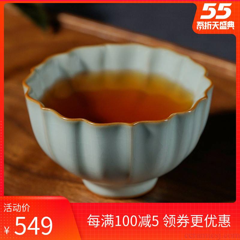 Ru up market metrix who cup single cup tea imitation song dynasty style typeface, jingdezhen ceramic kung fu tea sample tea cup open piece of ice to crack glaze for