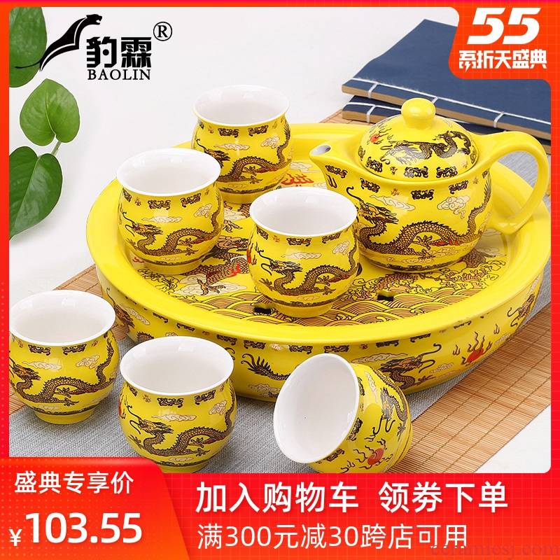 Heat insulation kung fu tea set household ceramic tea cup teapot tea tray was contracted and I Chinese blue and white porcelain tea set