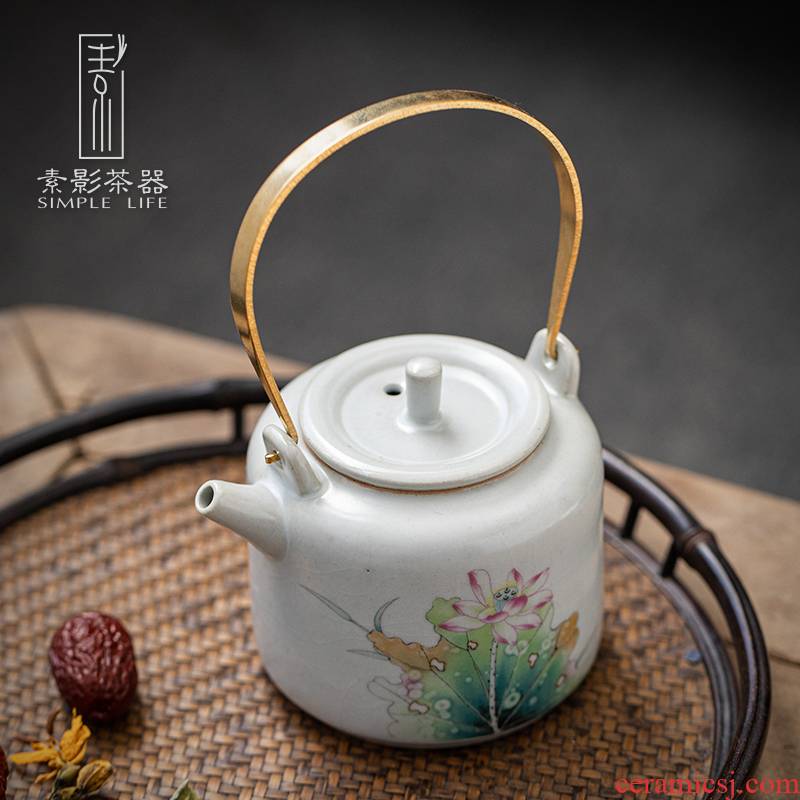 Plain film your up girder pot of tea ware ceramic teapot household kung fu tea set piece can raise RuTao single pot