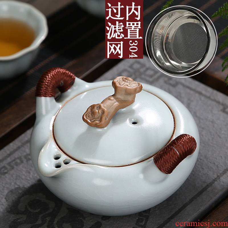 Your up teapot with a built - in filter open ruyi hand grasp pot of kung fu tea set ceramic single pot a pot of small size two cups