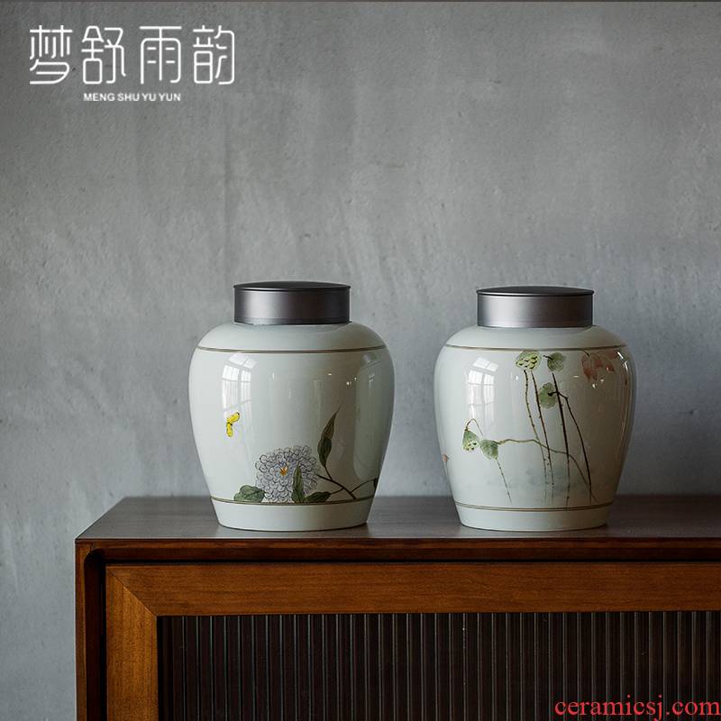 Dream ShuYu rhyme large antique hand - made ceramic sealed ceramic pot of pu 'er caddy fixings wake receives Chinese wind furnishing articles