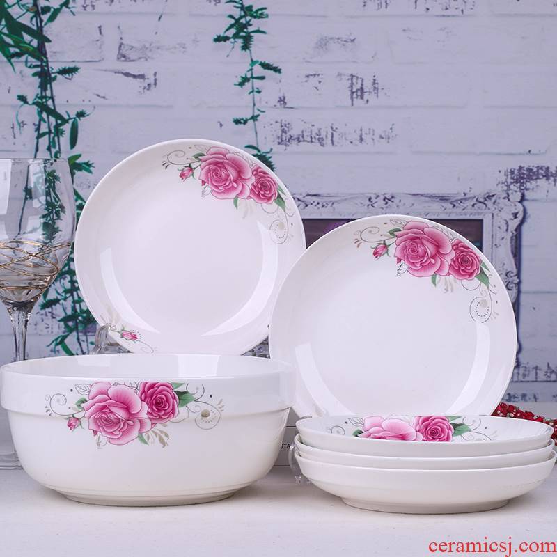 New ceramic home five dishes and one soup bowl FanPan soup bowl dish dish plates creative dish can microwave oven