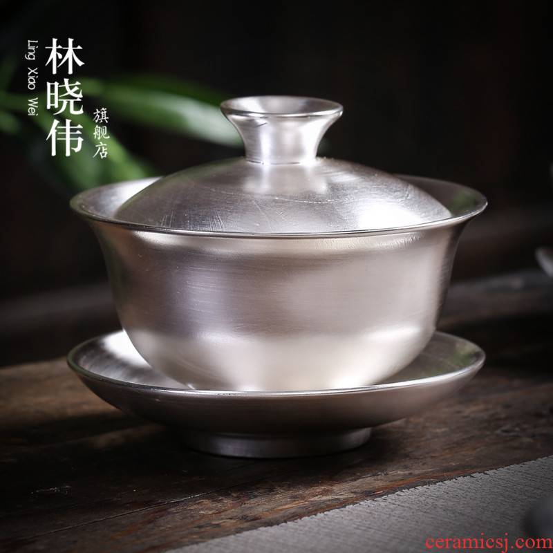 The Home of kung fu tea set manually coppering. As silver tureen Japanese three worship cup to make tea bowl ceramic 999 sterling silver bowl