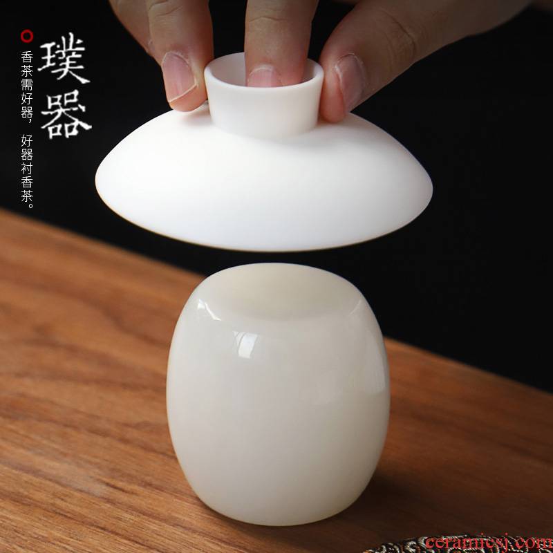 Buy jade porcelain lid bowl cover cover a Japanese tea taking spare parts cover saucer cup pad dry mercifully tea accessories