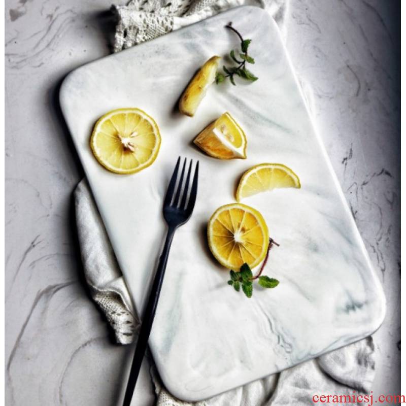 Jingdezhen marble plates European ceramic tray dish food dish pastry bread board rectangular tray