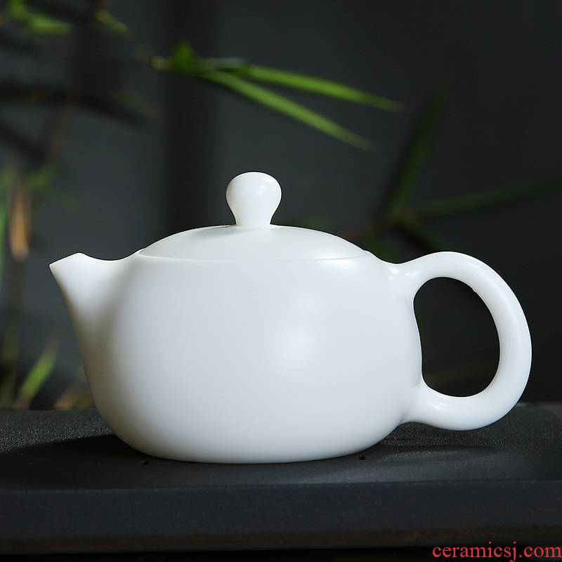 Dehua white porcelain ceramic teapot xi shi pot of jade porcelain kung fu tea set suet jade porcelain tea machine manual single pot