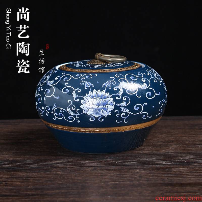 Caddy fixings ceramic tea set suit household seal tank storage tanks tieguanyin store receives the pu 'er tea POTS