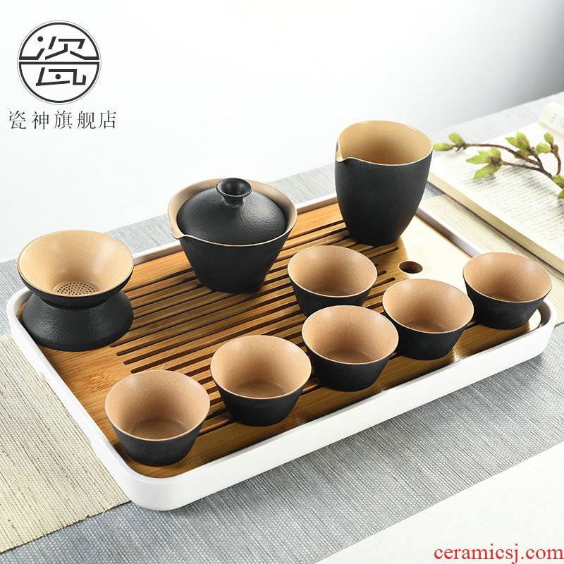 Kung fu tea set porcelain god visitor household of Chinese style tea small tea table is contracted tea cups dry tea tray