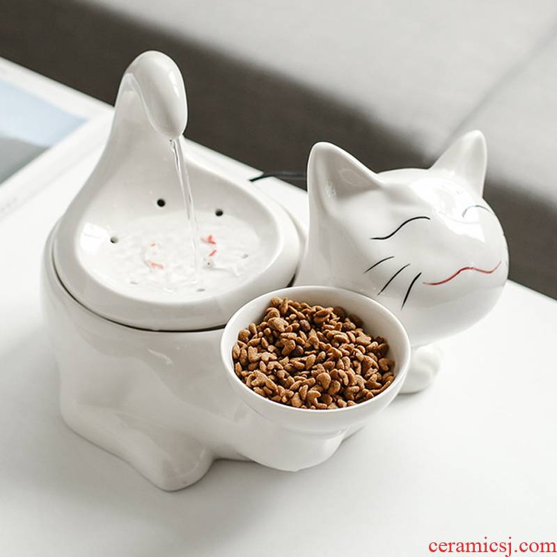 Pet cats ceramic water machine automatic circulation constant temperature heating water flow fountain water feeder