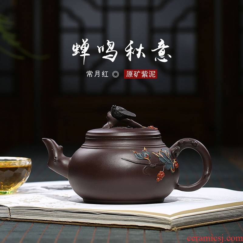 Red cicadas, the month of autumn are it authenticity of ink undressed ore checking purple clay teapot tea travel kit