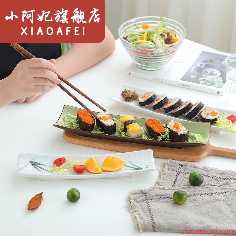 Ceramic rectangular plate sushi plate small never dish creative pure white wings dessert plate Japanese - style tableware plate