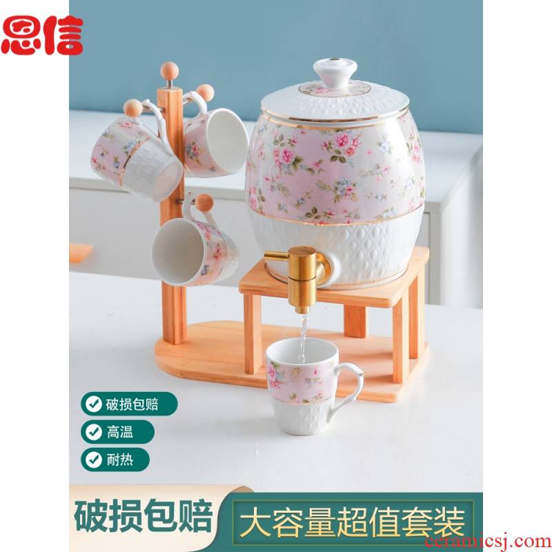 Cold water mass household water high temperature resistant lemon Cold boiled water kettle water ceramic suit with the tap