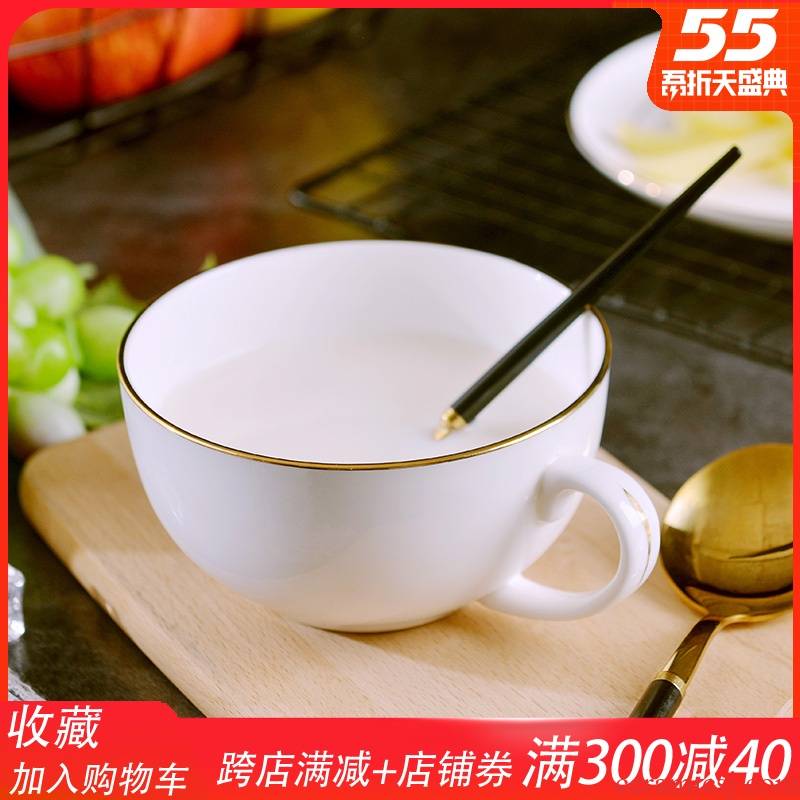 Creative European - style up phnom penh ipads China children bowl with the handle Creative lovely ceramic milk for breakfast cereal bowl dish