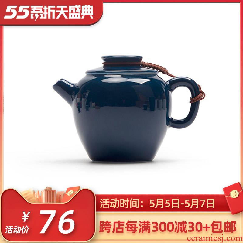 Mr Ji nan shan blue teapot ceramic teapot household ball hole filter tea, kungfu tea set single pot