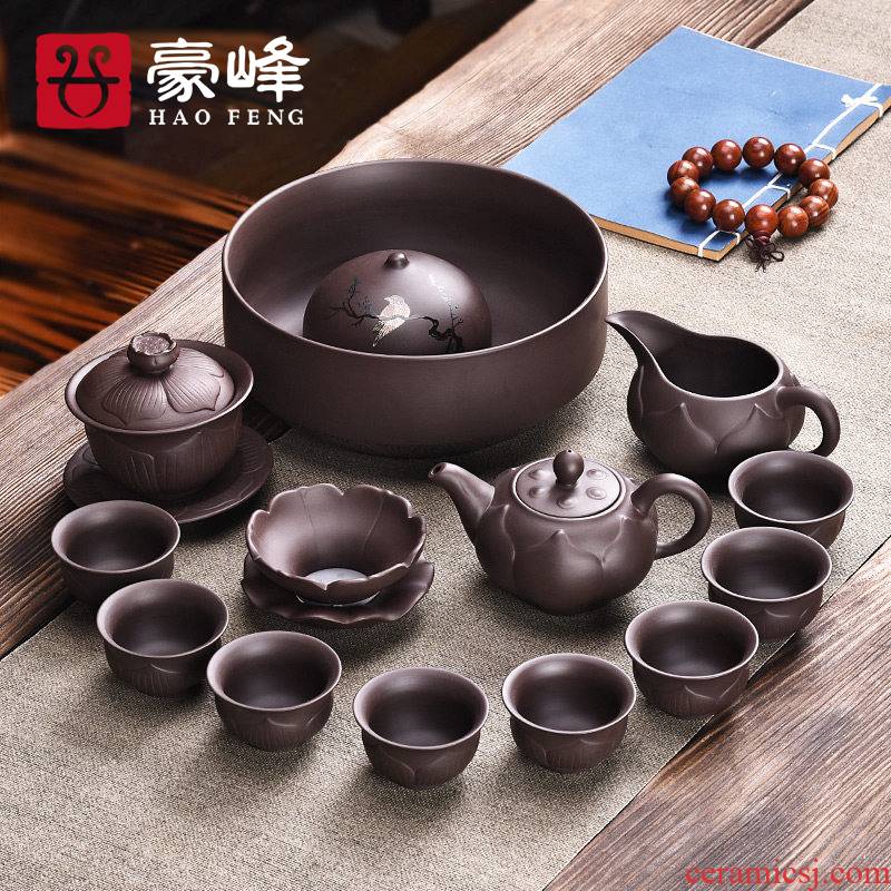 HaoFeng yixing it kung fu tea set the home office of a complete set of tea tray lid cup bowl of gift boxes