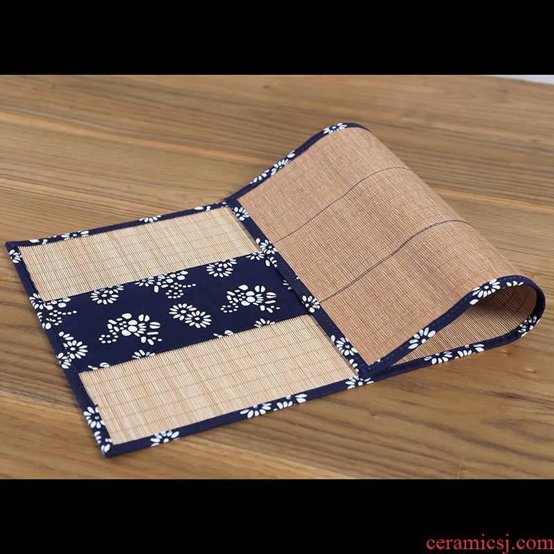 Chinese wind bamboo mat 's ancient zen tea cloth table flag tea cotton cloth size waterproof tea table mat