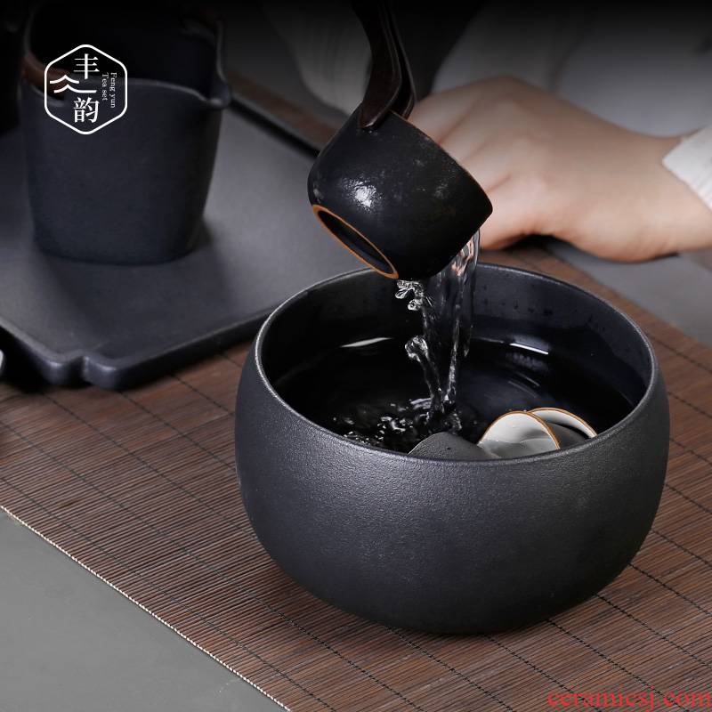 Retro coarse ceramic tea wash large home tea cups of water, after the wash bowl is built in hot water cylinder kung fu tea accessories