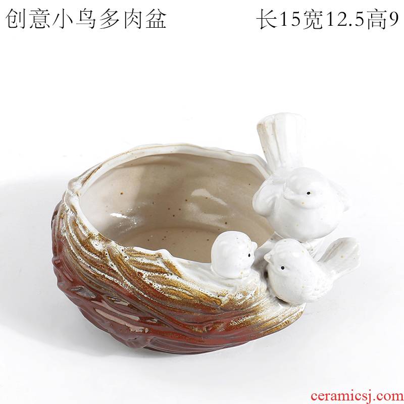The Big bird fleshy flower pot simulation Nordic light mini key-2 luxury household act the role ofing is tasted fake bird not wooden furnishing articles ceramic decoration
