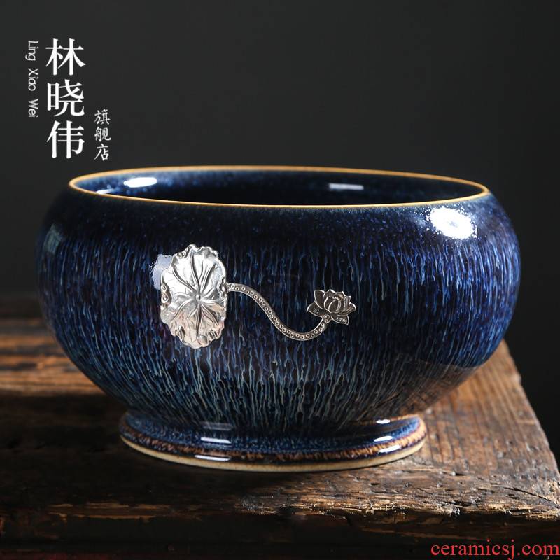 Jingdezhen silver ceramic tea wash to variable to build for wash in hot water cylinder move cup kung fu tea accessories