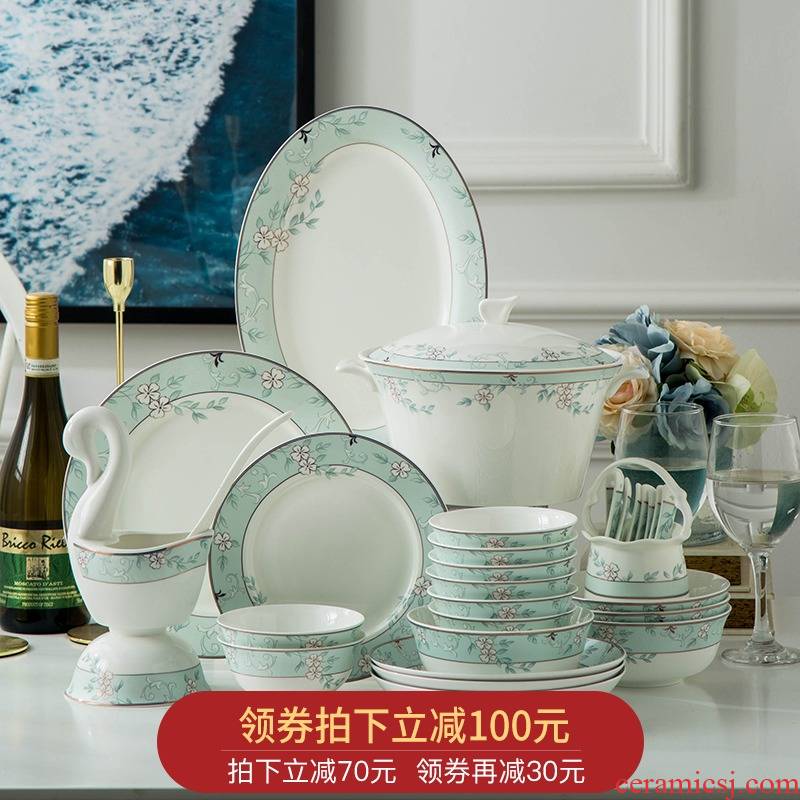 Orange leaf ipads porcelain tableware dishes suit household European jingdezhen ceramics dishes of the combination of Chinese style
