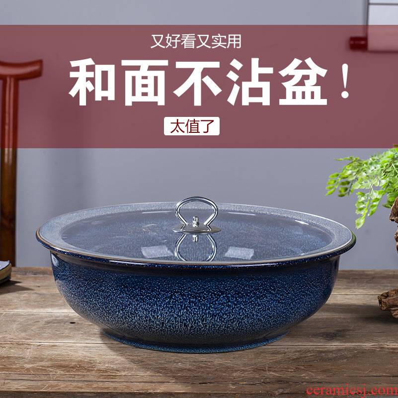 Jingdezhen ceramics and household tuba basin that wash a face with cover porcelain basin to thicken deepen xiancai basins pickled fish soup bowl
