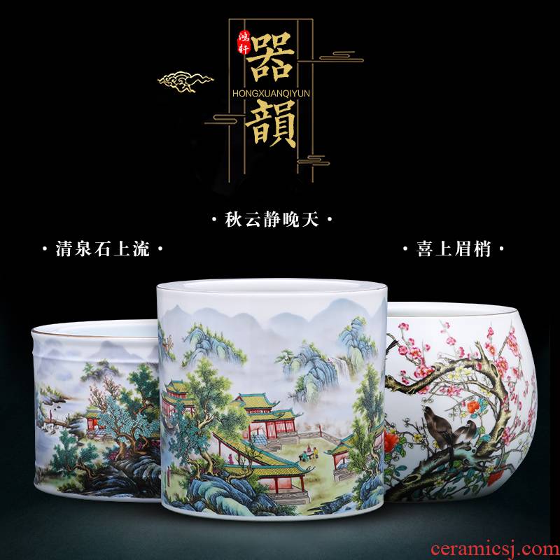 Jingdezhen ceramics vase furnishing articles calligraphy cylinder modern new Chinese style household living room TV cabinet decoration