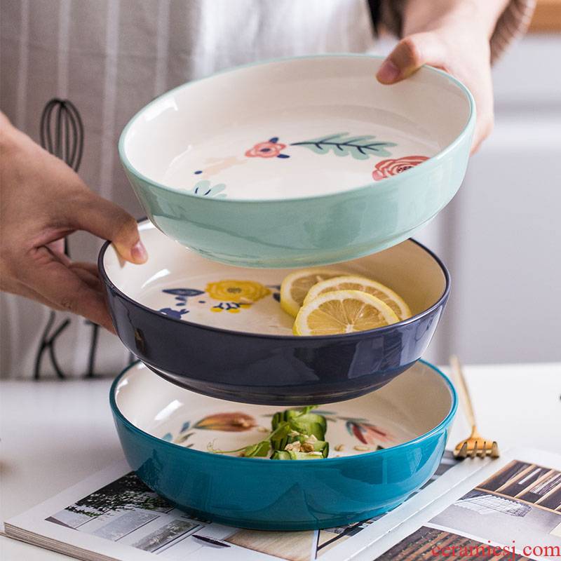 Nordic four seasons wind under glaze color porcelain tableware household dish dish dish soup bowl bowl rainbow such as bowl of fruit salad bowl